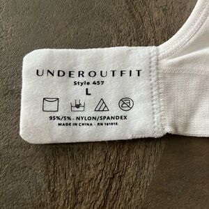 Underoutfit Bras - size large - white and lavender 
I wear 38C and these fit.